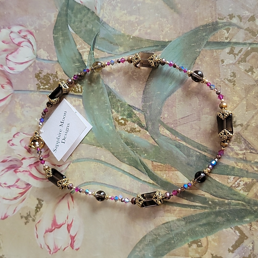 NWT Sapphire Moon Designs Smokey Quartz Necklace